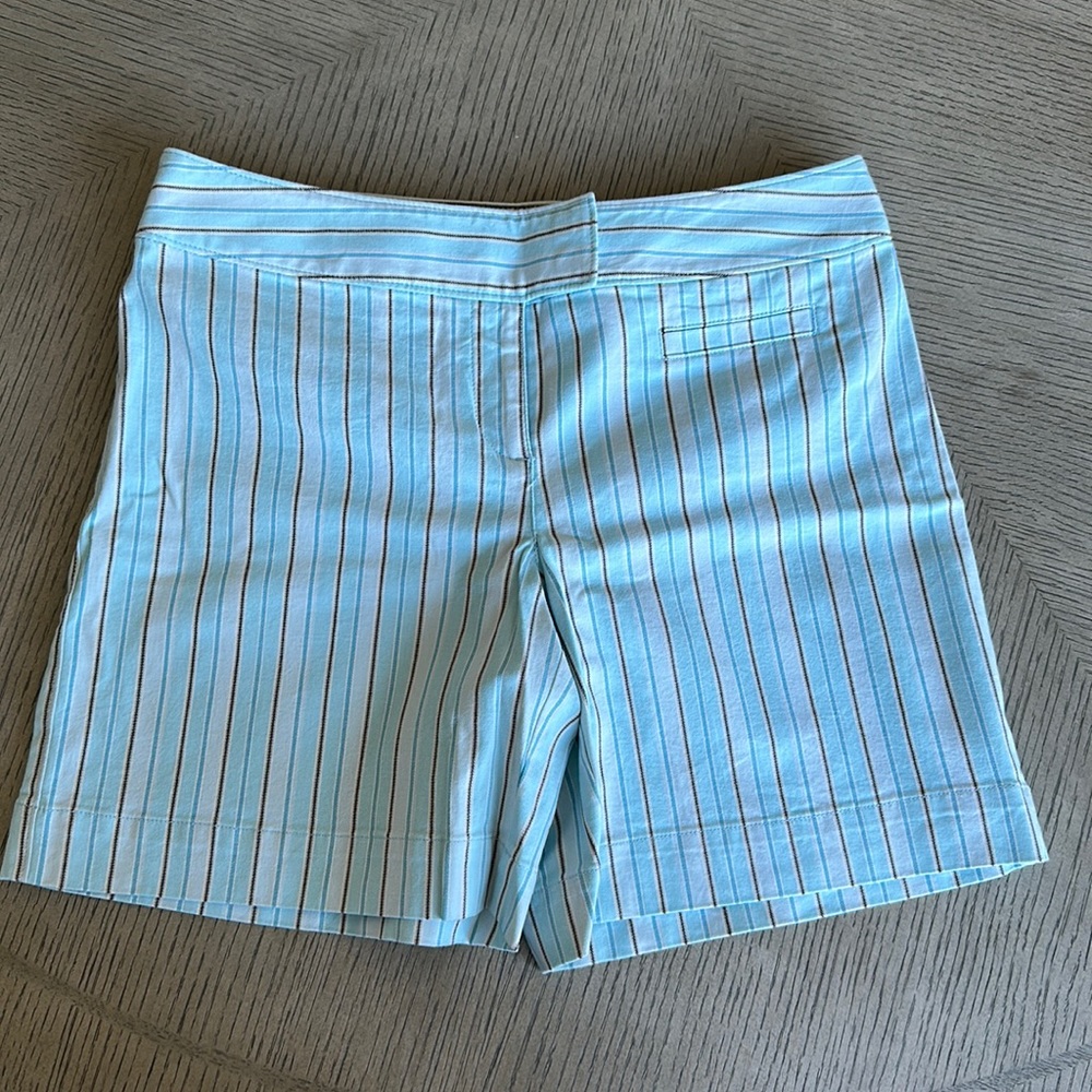 ⭐️ NWT Ann Taylor LOFT - Aqua Striped Shorts w/ 7-inch Inseam - SZ 4